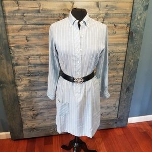Vintage Chambray stripe Shirtdress 80s